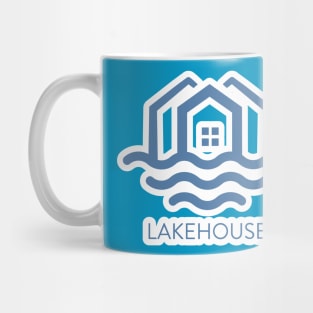 Abstract Wave and House Home Sticker logo design. Creative Modern Beach property sticker design icon. Mug